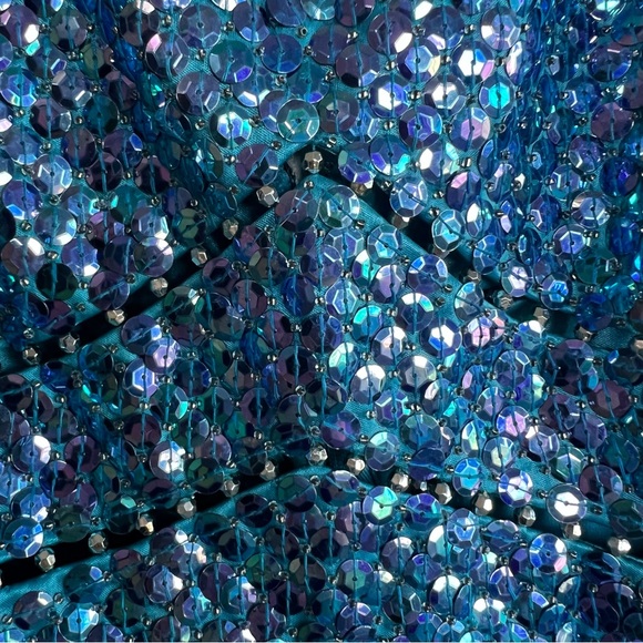 Vintage Niteline Della Roufogali Blue Purple Sequence Formal Prom Maxi Dress, 10 - Picture 5 of 12